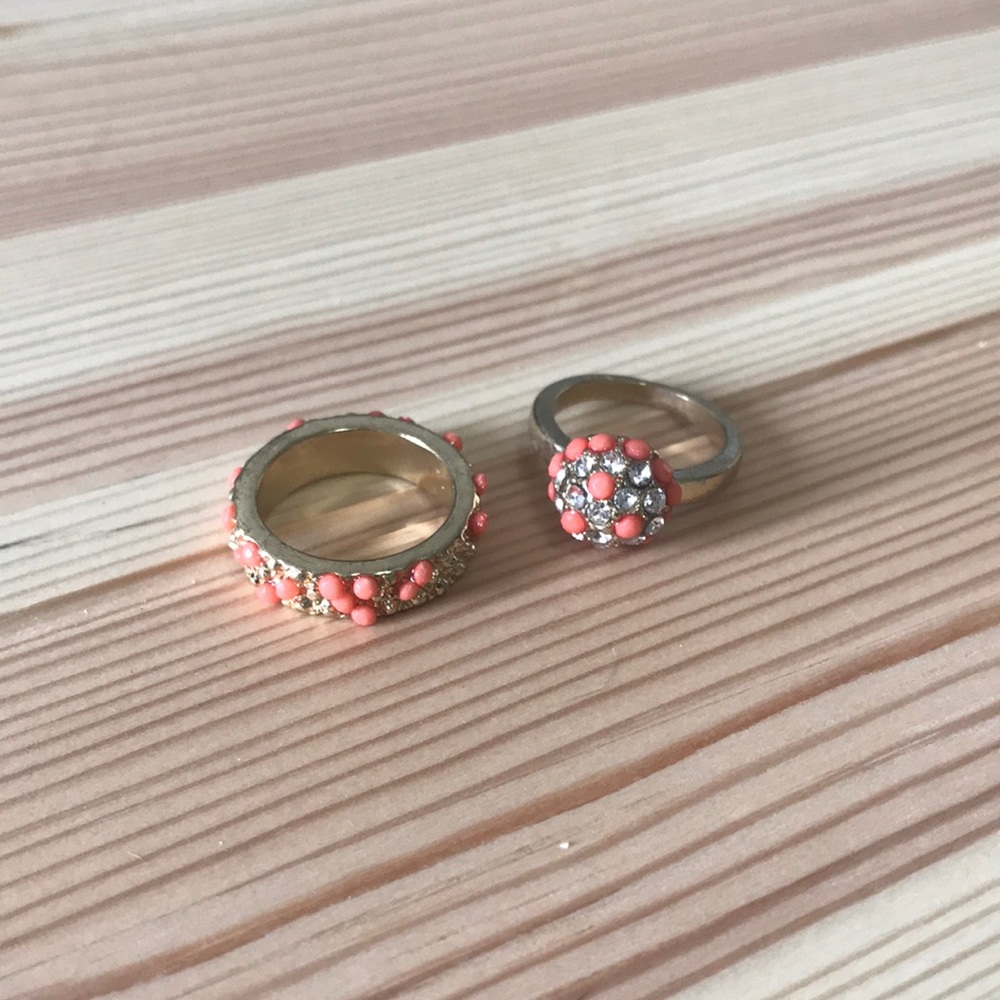 Gold and peach ring set